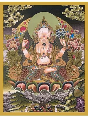 Chengrezig Thanka (Brocadeless Thangka)