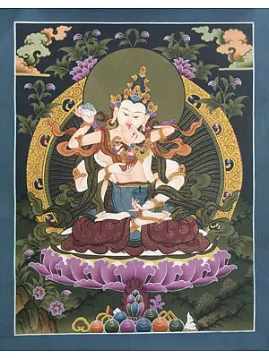 Vajrasattva Shakti Thangka (Brocadeless Thangka)