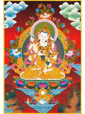 Vajrasattva Yab Yum Thangka (Brocadeless Thangka)