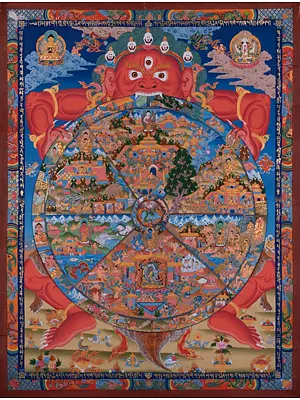 Large Wheel of life Thangka (Brocadeless Thangka)