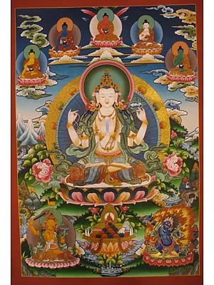 Chengrezig (Brocadeless Thangka)