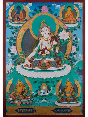 White Tara Thangka (Brocadeless Thangka)