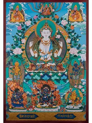 Chengrezig Thangka (Brocadeless Thangka)