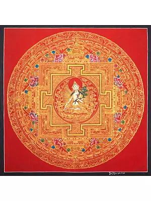 Mandala of White Tara (Brocadeless Thangka)