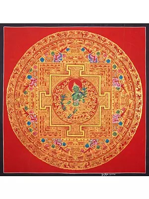 Mandala of Goddess Green Tara (Brocadeless Thangka)