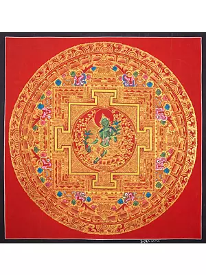 Mandala of Goddess Green Tara (Brocadeless Thangka)