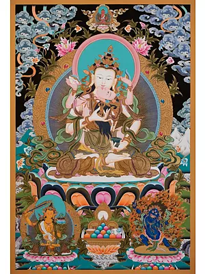 Vajrasattva Shakti Thangka (Brocadeless Thangka)