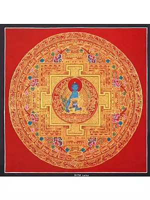 Medicine Buddha mandala (Brocadeless Thangka)