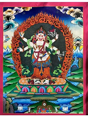 White Mahakala Thangka (Brocadeless Thangka)