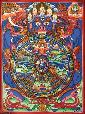 Small Wheel of life Thanka (Brocadeless Thangka)