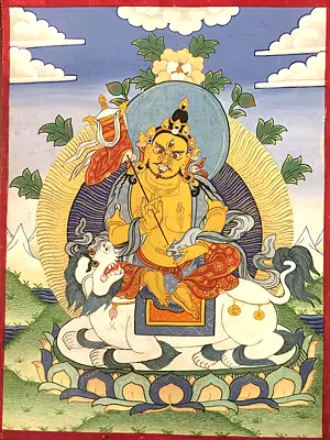 Old Small sized thangka of the wishfulling Guardian King Namtose (Brocadeless Thangka)