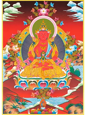 Buddha Amitayus Thangka (Brocadeless Thangka)