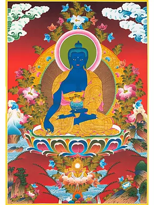 Medicine Buddha (Brocadeless Thangka)