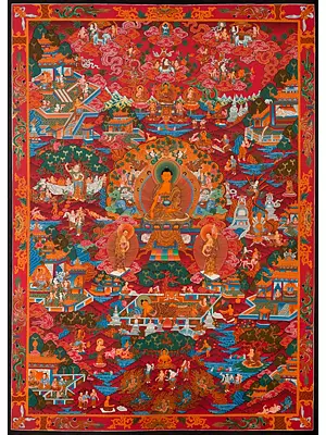 Buddha life Story (Brocadeless Thangka)