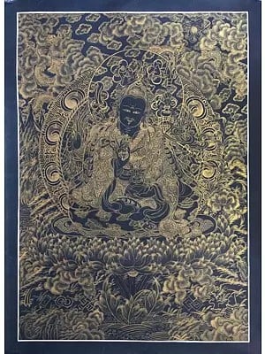 Guru Rinpoche Kalo Sunaulo  (Golden Black) Thangka (Brocadeless Thangka)