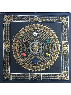 Mantra Mandala Thangka (Brocadeless Thangka)