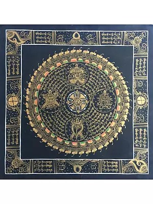 Mantra Mandala Thangka (Brocadeless Thangka)