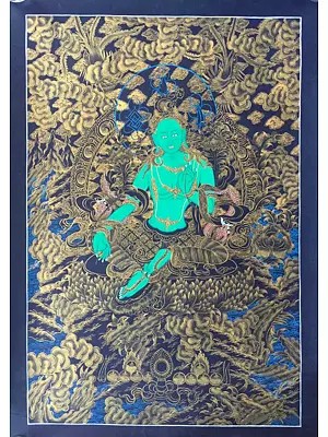 Green Tara Thangka (Brocadeless Thangka)