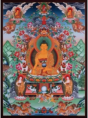 Superfine Masterpiece Thangka of Shakyamuni Buddha (Brocadeless Thangka)
