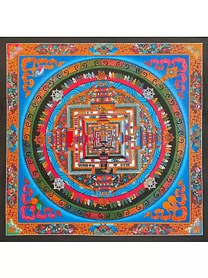 Dragon Border Kalachakra Mandala (Brocadeless Thangka)