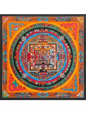 Dragon Bordered Kalachakra Mandala (Brocadeless Thangka)