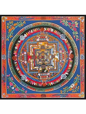 Kalachakra Mandala with Border (Brocadeless Thangka)