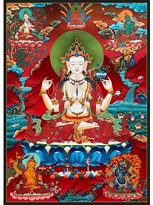 Chengrezig Thanka (Brocadeless Thangka)