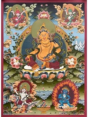 Pancha/Five Dzambala or jambala Thangka (Brocadeless Thangka)