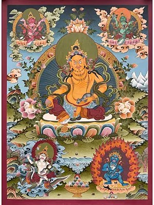 Pancha/Five Dzambala or jambala Thangka (Brocadeless Thangka)