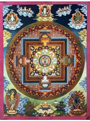 Lokeshvara Mandala/Chengrezig Thangka (Brocadeless Thangka)