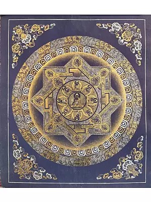 Blue Shakyamuni Mandala Thangka (Brocadeless Thangka)