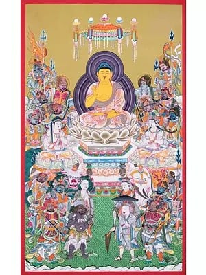 Buddha  Thangka Painted in Japanese Style (Brocadeless Thangka)