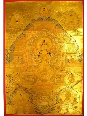 Big Golden Maitreya Thangka (Brocadeless Thangka)