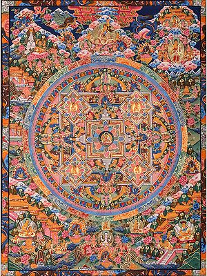 Tibetan Buddhist Shakyamuni Buddha Mandala and Events From His Life