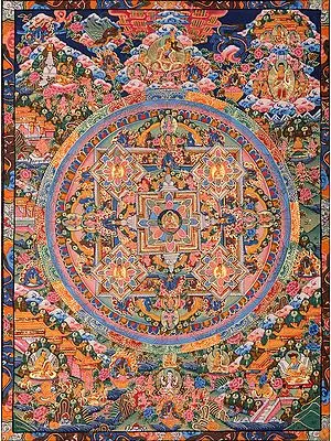 Tibetan Buddhist Shakyamuni Buddha Mandala and Events From His Life