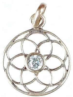 Aquamarine Pendant with Sterling Spiral