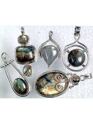 Lot of Five Labradorite Pendants