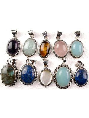 Lot of Ten Oval Pendants