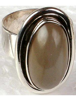 Oval Black Moonstone Ring