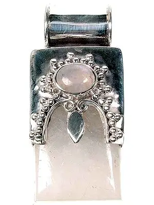 Rectangular Rainbow Moonstone Pendant