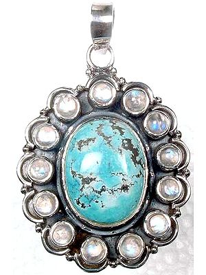 Turquoise and Moonstone Flower