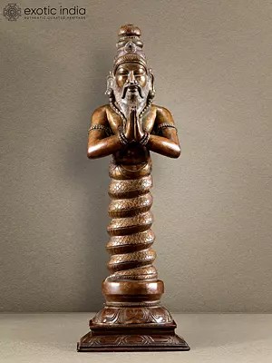 18" Bearded Namaste Patanjali Statue | Bronze Sculpture