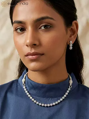 White Metal Jewelry Set with Earrings