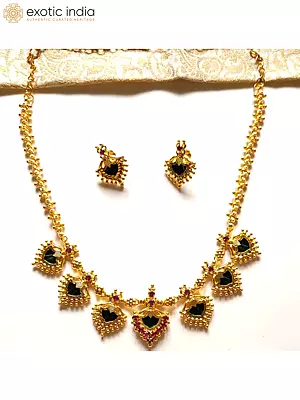 Brass Green Leaves Jewelry with Beautiful Earrings