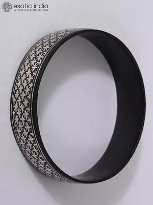 2" Small Beautiful Star Design Bracelet | Bidri Artwork | Gunmetal With Real Silver