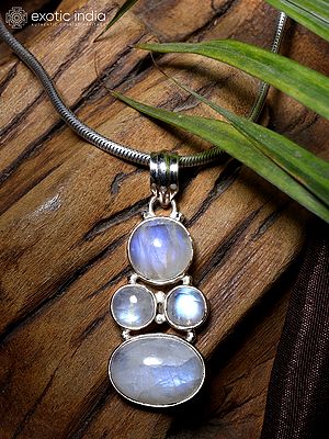Sterling Silver Pendant with Rainbow Moonstone