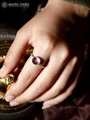Sterling Silver Ring with Faceted Round Shaped Gemstone