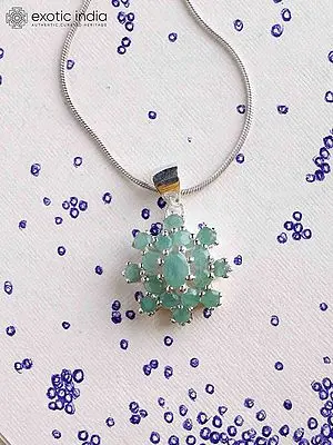 Faceted Emerald Pendant in Sterling Silver
