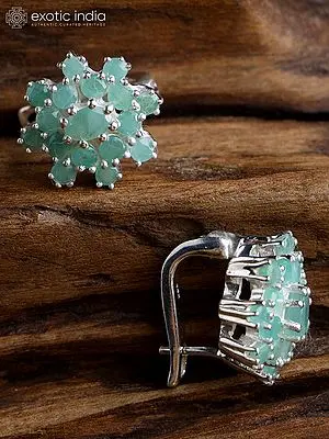 Sterling Silver Earrings with Faceted Emerald