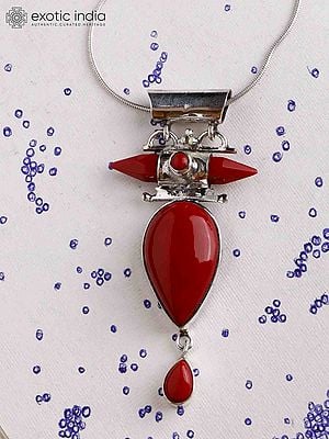 Sterling Silver Red Onyx Cabochon Pendant
